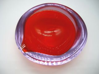 Vintage Signed Cenedese Murano Sommerso Glass Geode Bowl Uv Reactive Da Ros