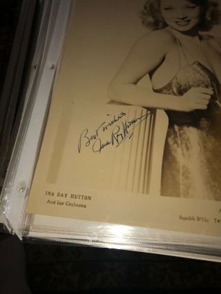 INA RAY HUTTON - PHOTOGRAPH - AUTOGRAPH - BLONDE BOMBSHELL VINTAGE MUSICIAN 2