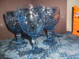 Vintage Fostoria Crystal Moonstone Light Blue Goblets Set Of 6 Glasses Euc 2