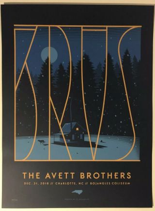 Avett Brothers Concert Gig Tour Poster 12 - 31 - 18 Charlotte 2018 Print Crisler