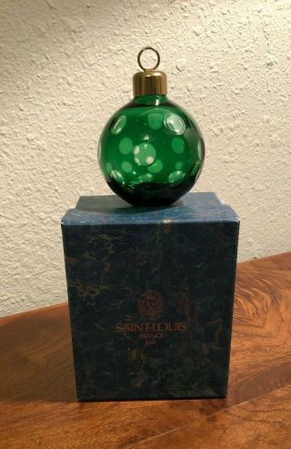 Rare French Saint - Louis France 1586 Emerald Bubbled Crystal Ornament Paperweight