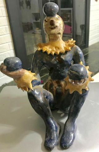 Clown Juggler Old Statue Jester Pottery Folk Art Sculpture Artist Unknown 1of1