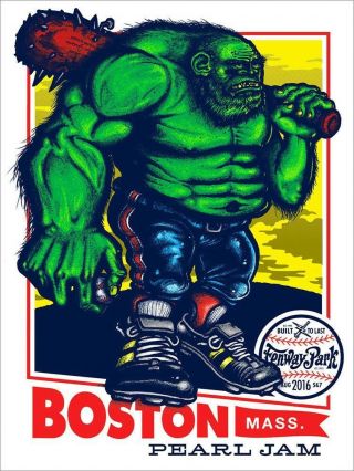 Pearl Jam Boston 2016 “green Monster” Ames Tour Artist Print