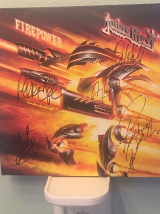 Autographed Judas Priest Firepower Signed Album Cover By All 5 Member