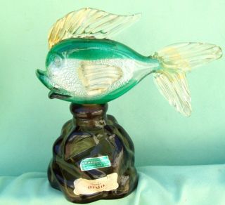 Spectacular Vintage Murano Italy Luxardo Decanter Fish Bottle Stopper Seguso ?