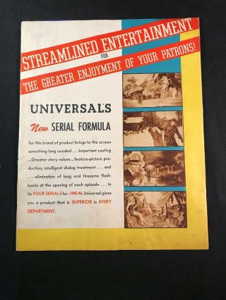 Rare 1945 - 46 Universal Studios Press Book & Kit Of Serials Plus 4 Movie Posters