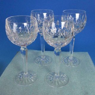 Waterford Crystal Lismore Pattern - 4 Wine Hocks Goblets Glasses - 7 3/8 Inches