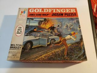 Vintage James Bond 007 Goldfinger Jigsaw Puzzle Milton Bradley 1965 Complete