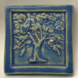 PEWABIC Pottery Vintage 1992 Tree of Life Arts & Crafts Style Tile 5 - 3/4 3