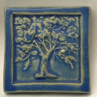PEWABIC Pottery Vintage 1992 Tree of Life Arts & Crafts Style Tile 5 - 3/4 4