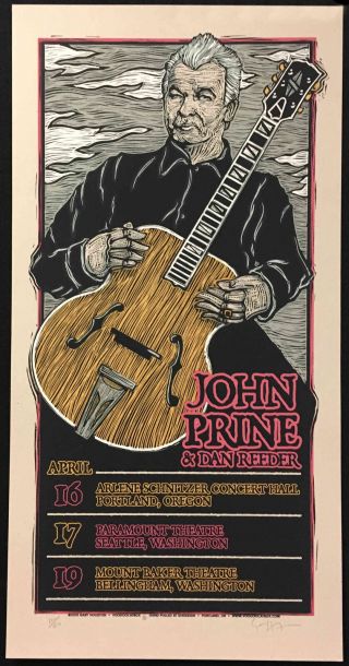 John Prine 2010 Northwest Tour Poster Dan Reeder Gary Houston S/n/coa