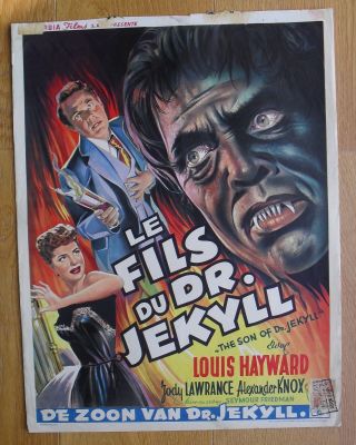 Son Of Dr.  Jekyll Horror Belgian Movie Poster 18 " X14 " 