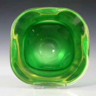 Murano Green & Yellow Cased Sommerso Uranium Glass Geode Bowl
