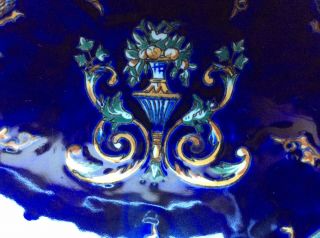 GIEN :: Vintage 8” COBALT BLUE HANDLED BOWL “Renaissance” 1938 - 60 FRANCE 6