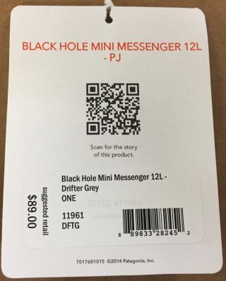 Pearl Jam Patagonia Black Hole Mini 12L Drifter Grey Messenger Bag 3