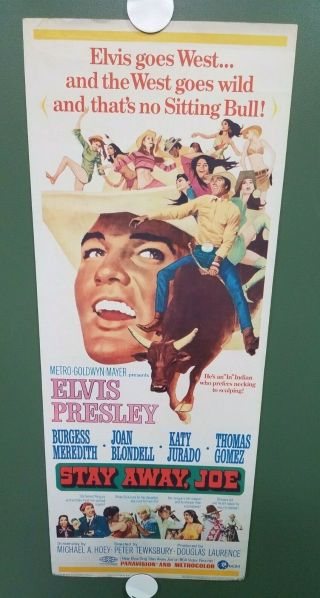 1968 Stay Away Joe Insert Poster 14 " X36 " Elvis Presley Mcginnis Art