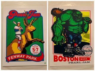 Both 2016 Pearl Jam Boston Fenway Ames Bros Show Edition Posters