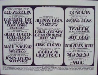 Bgp Pc Postcard Mailer 1971 Led Zeppelin The Who Allman Brothers Bill Graham