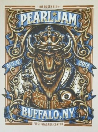 Pearl Jam Official Concert Poster From Buffalo,  Ny On Oct 12th,  2013
