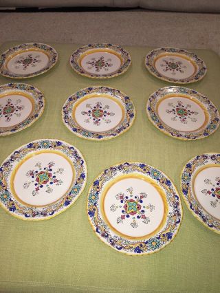 10 Dip A Mano Italy Hand Painted Plates 9 - 7/8”