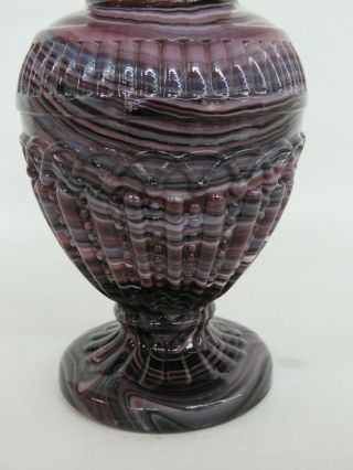 Slag Glass Purple and White Urn Vase 798B 3