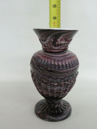 Slag Glass Purple and White Urn Vase 798B 4