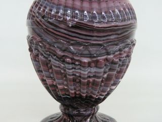 Slag Glass Purple and White Urn Vase 798B 8