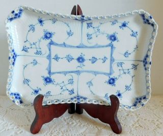 Antique Royal Copenhagen Blue & White Fluted Full Lace Tray