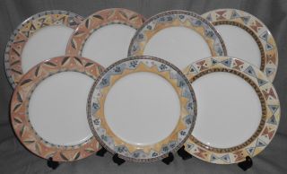 Set (7) Sango Coffee Shoppe Pattern Dinner Plates Sue Zipkin