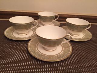 Royal Doulton " English Renaissance " Set Of 4 Cups & Saucers 2 1/2 " Tall