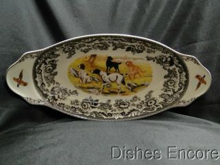 Spode Woodland Hunting Dogs: Handled Bread Tray / Serving Bowl,  15 ",  Box
