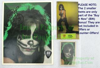 Signed Peter Criss Kiss 8x10 Photo ☆ 1978 Army Kit W Nitf Guitar Pick,  Bin Bonus