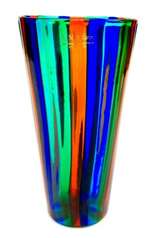 Signed By The Artist Very Large Murano Art Glass A Canne Vase By Ballarin 3