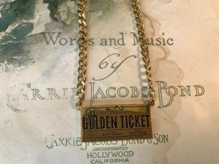 Willy Wonka Sterling Silver Lucky Find Golden Ticket Necklace