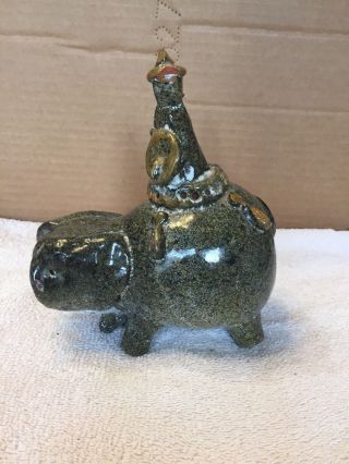 Vintage Alfaraz Pottery Elephant And Rider Figurine