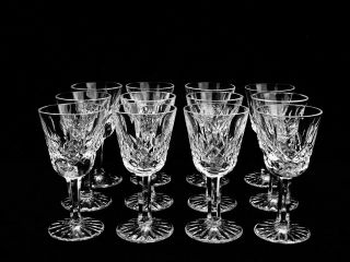 12 Brilliant Waterford Crystal " Lismore " Cordial Glasses Made In Ireland