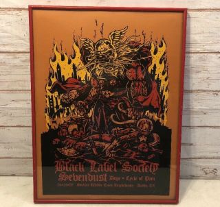 Black Label Society Sevendust 2009 Austin Texas Concert Poster Art 23”