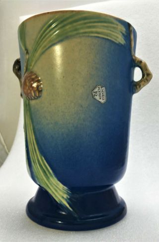 Large Roseville Blue Pinecone Handled Vase - 704 - 7 - 1935 - - No Reserv