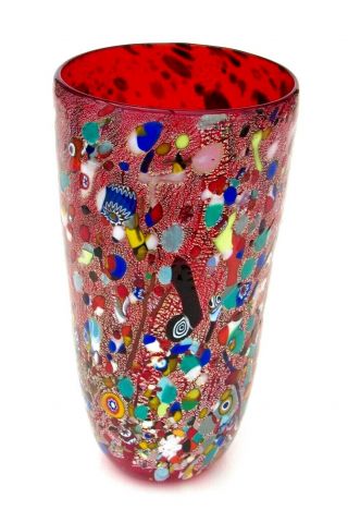 Signed Murano Art Glass Millefiori Murrine Studio Vase By Zecchin & Certificate