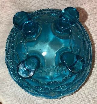 Fenton Hobnail Blue Opalescent Candy Trinket Footed Dish Bowl 4