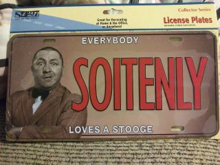 3 Three Stooges Curly Howard " Soitenly " Home Office Metal Tag License Plate Noc