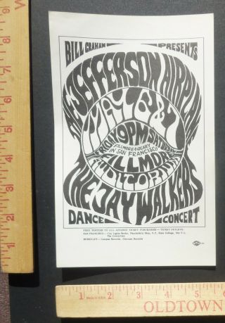 Jeffersoin Airplane Jaywalkers Bg5 Fillmore Bill Graham Concert Handbill 1966