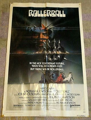 Vintage 1975 " Rollerball " Movie Poster 27 " X 41 " One Sheet,  James Caan