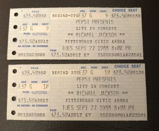 Michael Jackson 1988 Bad Tour Pittsburgh Civic Arena Ticket Stub