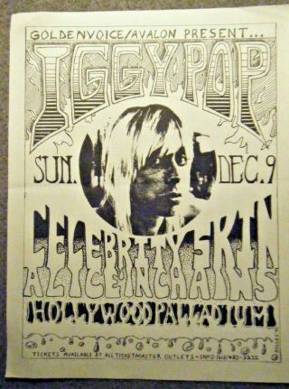 Iggy Pop,  Alice In Chains Concert Flyer 12/ 9/ 1990 Palladium L.  A.  Punk