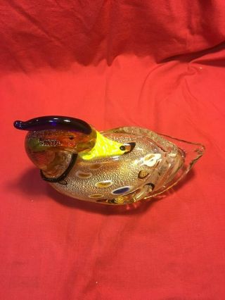 Vintage Murano Signed Glass Duck 8 " Wide X 6 " Tall