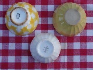 3 Yellow Antique French Porcelaine Cafe Au Lait Breakfast Cereal Bowls Digoin