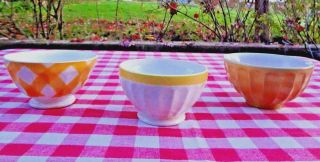 3 Yellow ANTIQUE FRENCH PORCELAINE Cafe AU Lait Breakfast Cereal Bowls Digoin 2