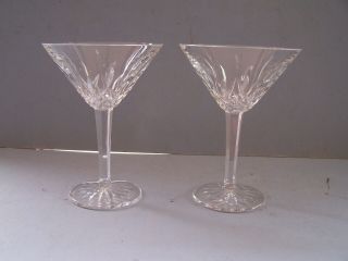Set Of 2 Lismore By Waterford Crystal Cut Martini Tall Cocktail Glasses