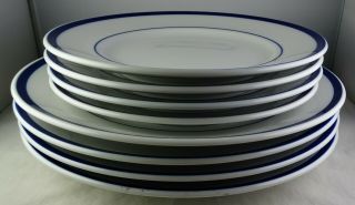Williams Sonoma Brasserie Blue - 4 Dinner Plates,  4 Salad Plates Made In Japan